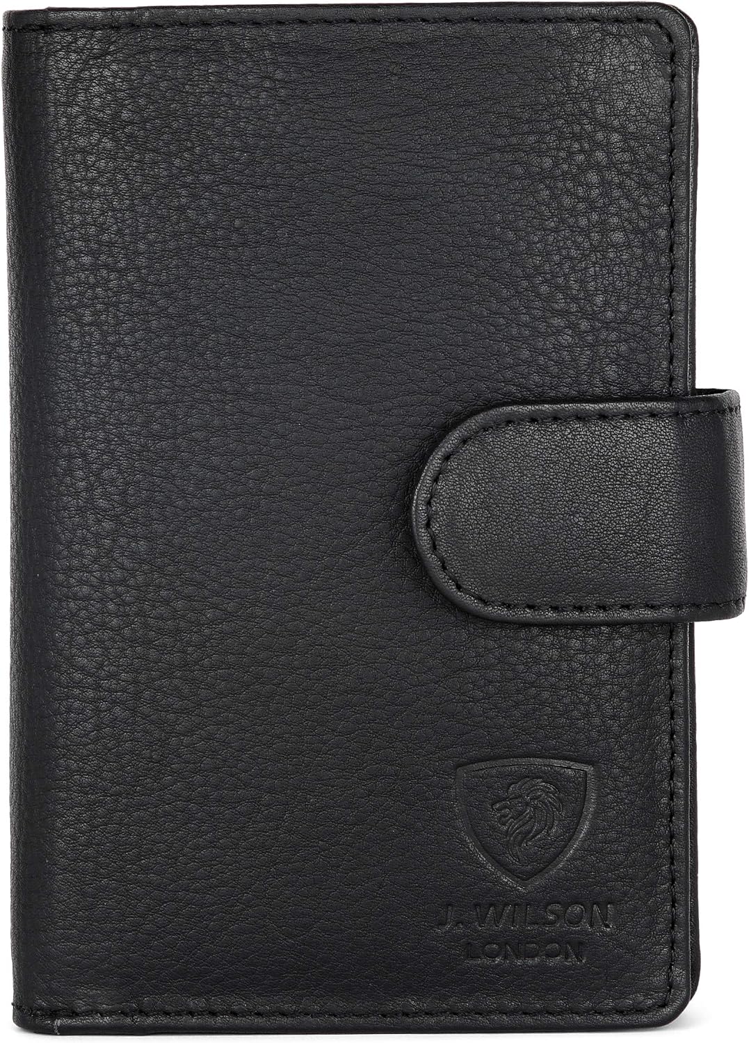 J. Wilson London Ladies RFID Safe Designer Leather Purse Card Women Wallet Zip Pocket Boxed, Black