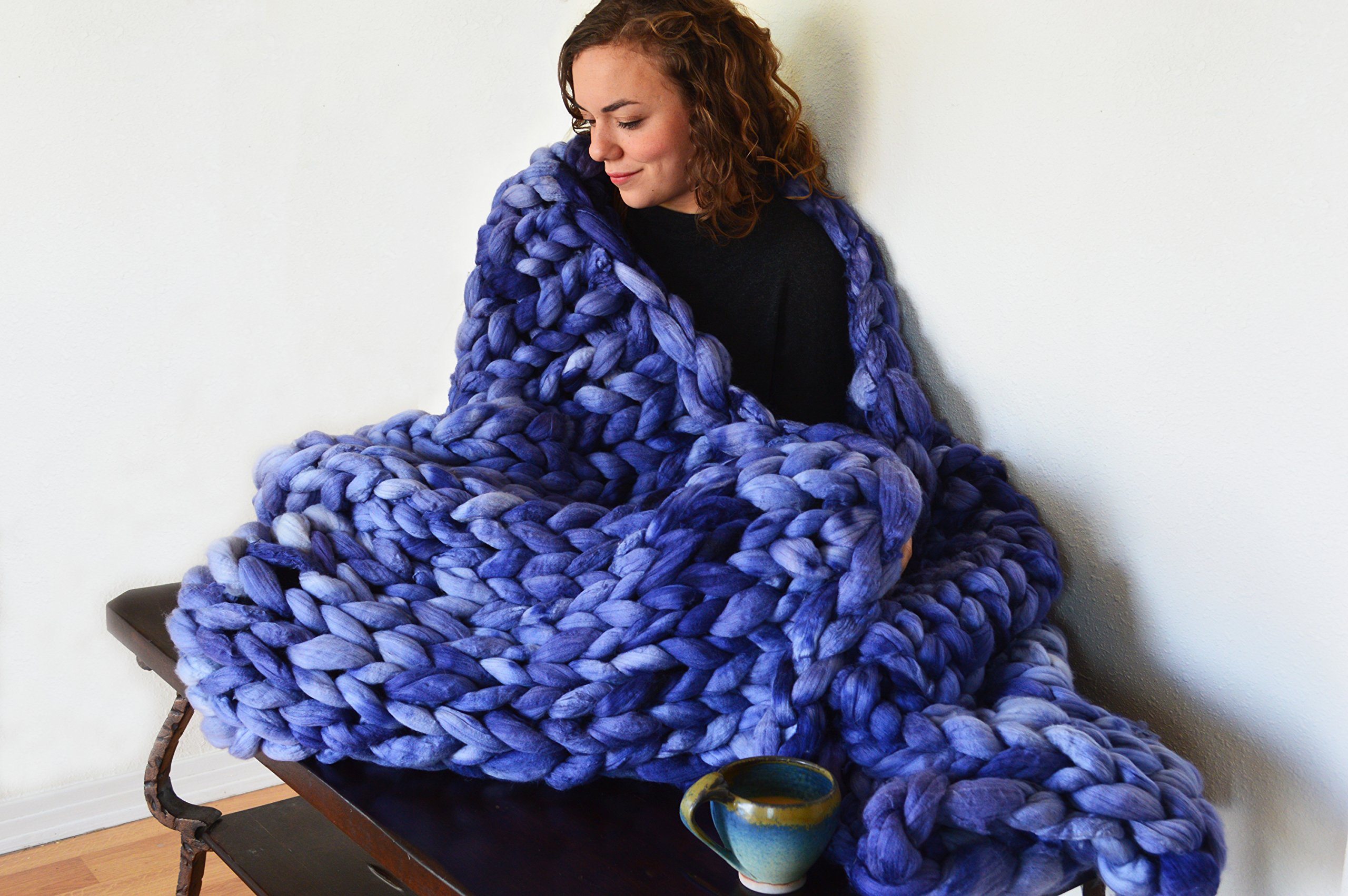 Chunky Knit Blanket 100 hand dyed Merino Wool Buy Online in UAE