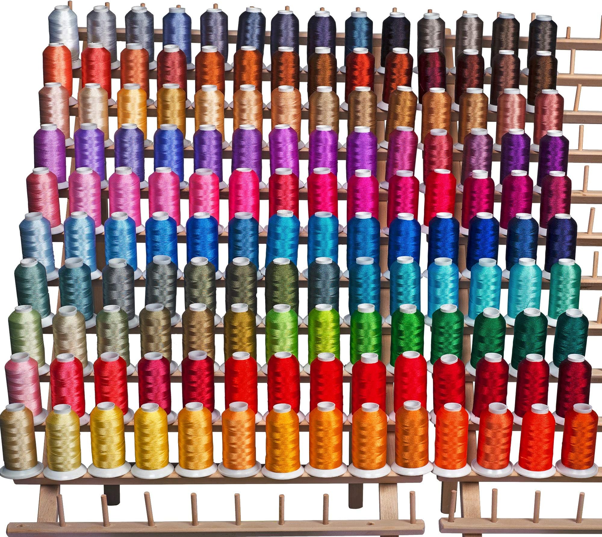 ThreadNannyPremium 140 Cones (1100 Yards Each) of Polyester Embroidery Threads Compatible with Brother Babylock Janome Singer Pfaff Husqvarna Bernina Machines from