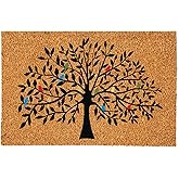 Evergreen Tree of Life Coir Doormat, 24"x36" Large Front Door Mat, Outdoor Indoor Entrance Rug, Non-Slip Welcome Mat for Porc