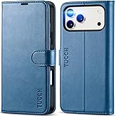 TUCCH Wallet Case for iPhone 17 Pro Max (6.9") 2025, 4 Card Slots, RFID Blocking, Stand, Shockproof TPU Shell, PU Leather, Magnetic Closure, Protective Flip Folio Cover, Light Blue