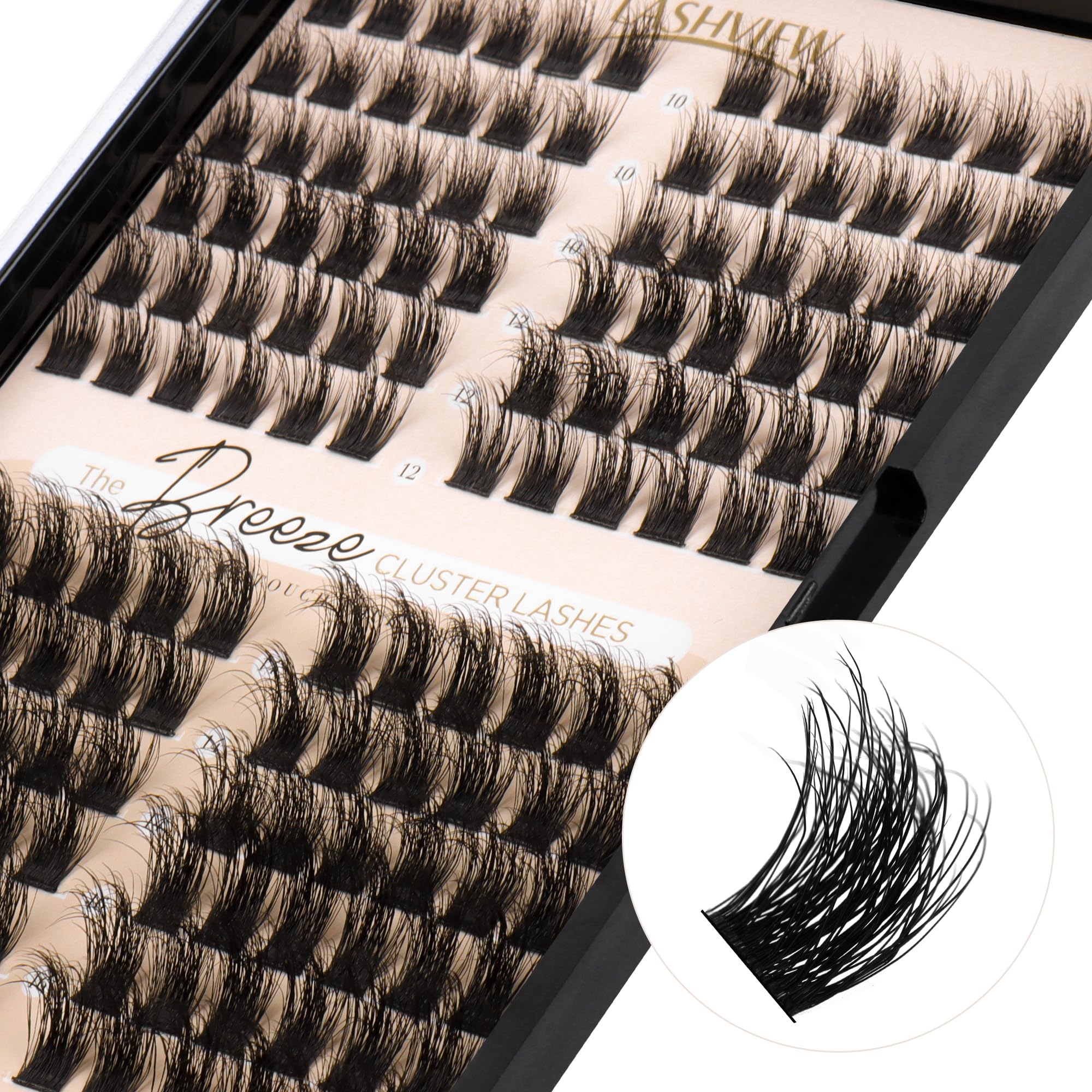 LASHVIEW Lash Clusters 144 Pcs 3D Cluster Lashes DIY Cluster Eyelash Extensions Mega Volume Reusable Individual Lashes Cluster Volume Look Super Thin Band & Soft(BDD09,10-16mix) — image 1