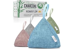 CALLABURST 4 Pack Bamboo Charcoal Air Purifier Bags 200 Grams Each - Odor Absorber & Eliminator for Home, Car, Pets, Activated Charcoal Natural Freshener, Eco-Friendly & Reusable Designer Colors)