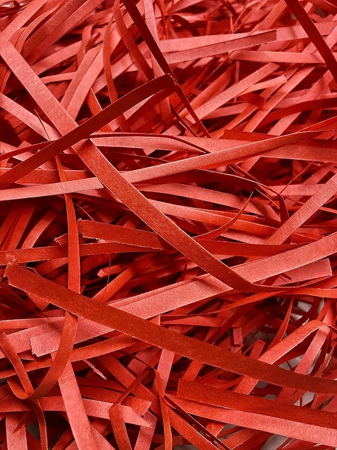 Reusable Red Crinkle Cut Paper Shred Filler, Confetti, NonToxic and
