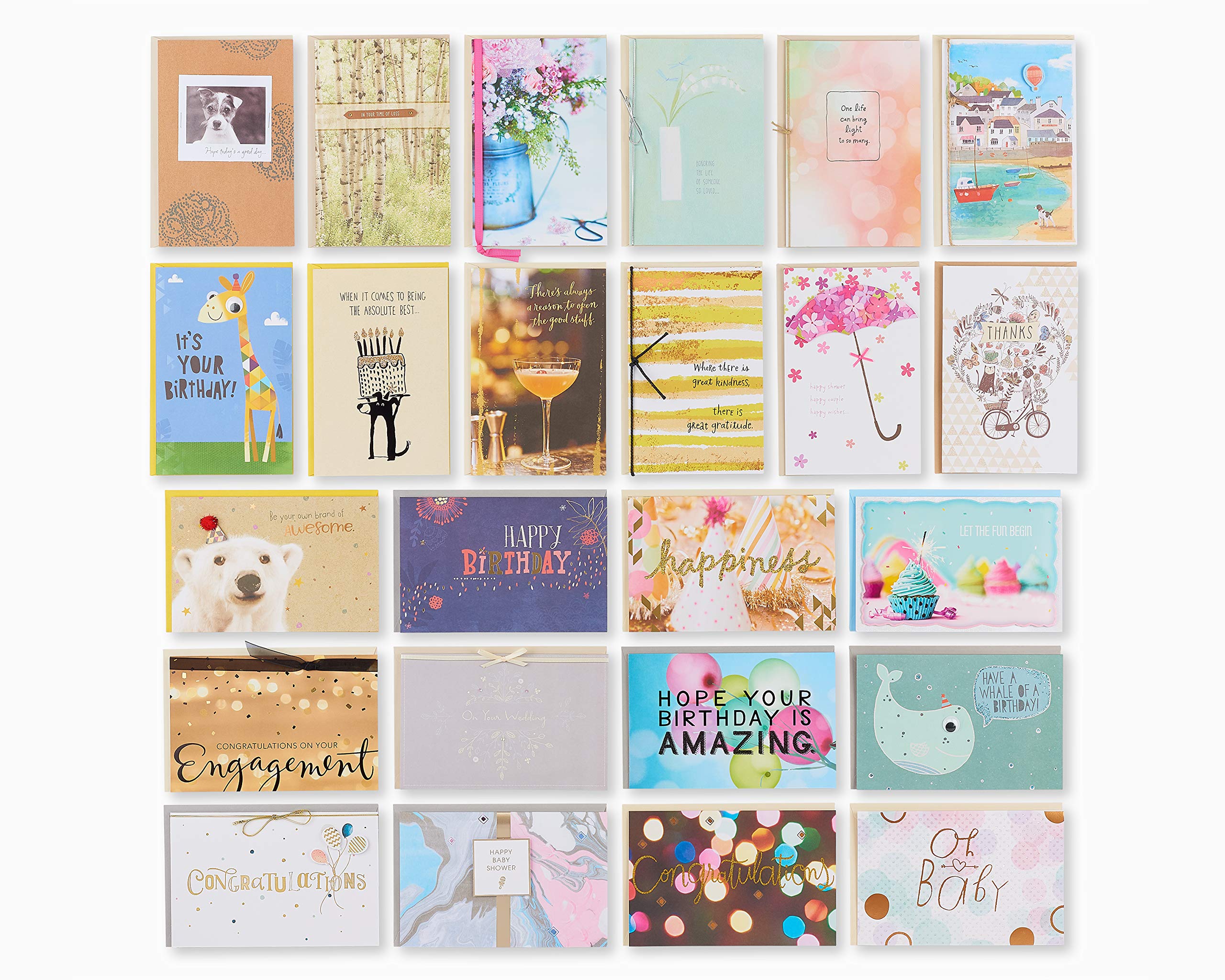 American Greetings All Occasion Cards Assortment, Wedding, Birthday, Congratulations, Friendship, Sympathy, Baby Shower, Thank You (24-Count)