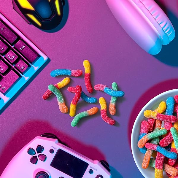 TROLLI SOUR BRITE CRAWLERS, CANDY, CHERRY-LEMON, STRAWBERRY-GRAPE & ORANGE-LIME, SWEET AND SOUR, GUMMY WORMS, 28.8 OZ