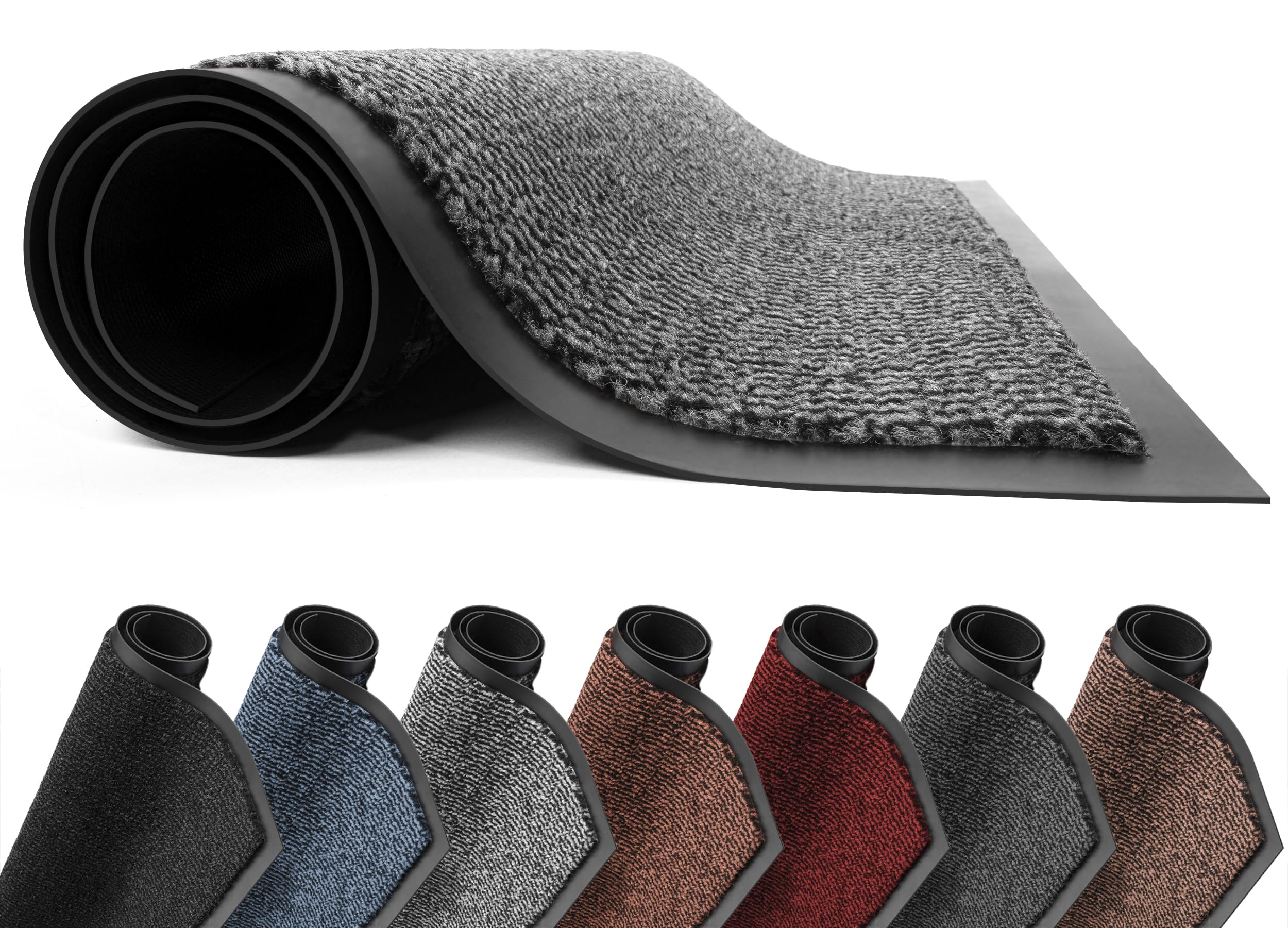 FB FunkyBuys Washable Door Mats - Heavy Duty, Non-Slippery & Stylish Floor Mat - Door mat indoor Large Rubber Indoor & Outdoor Doormats for Perfect Dust Grabbing (Grey-waved, 60 x 90 CM)