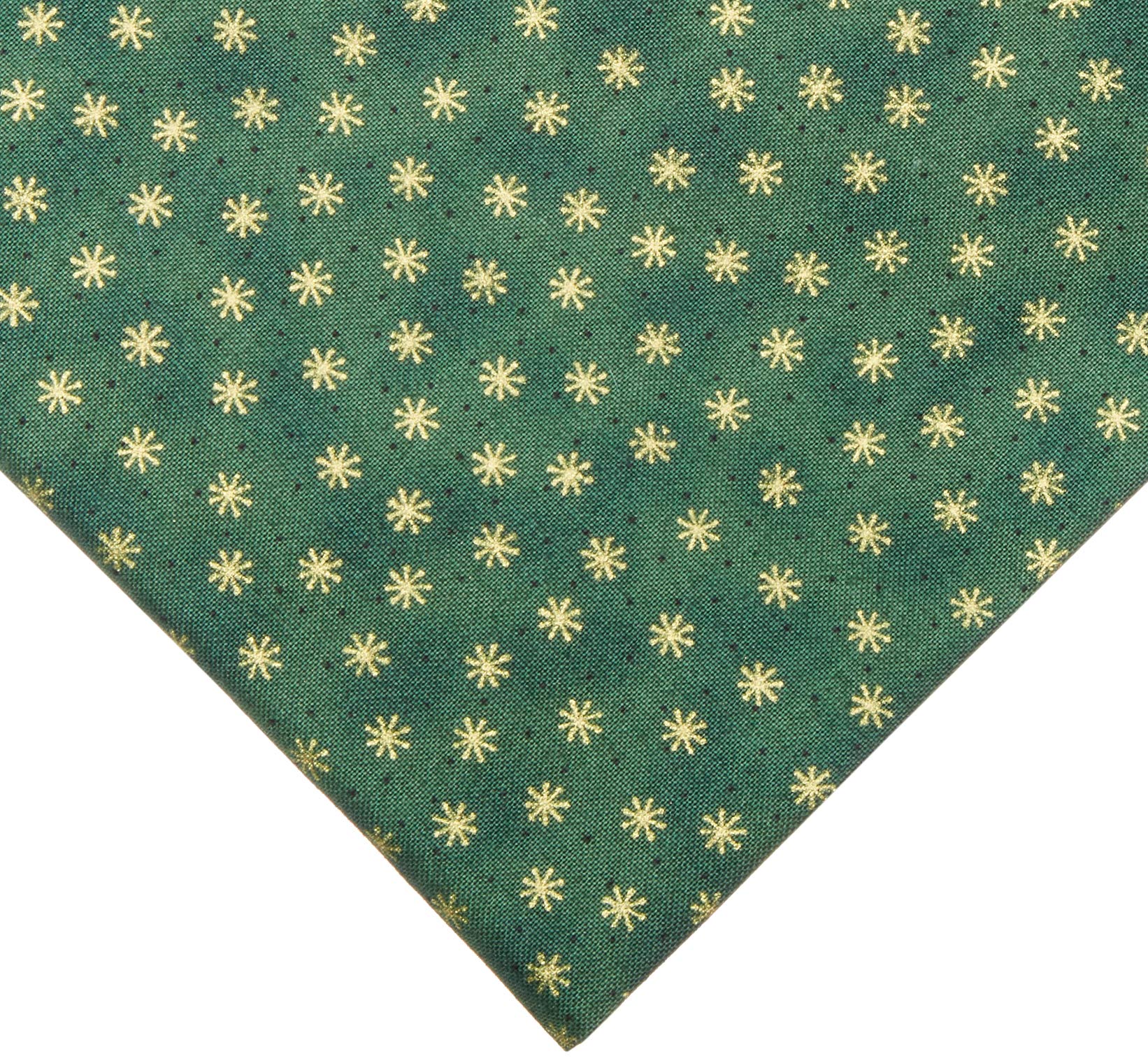 Stof Fabrics of Denmark Basic Twist Stars Fabric, Green/Gold, Fabric By The Yard