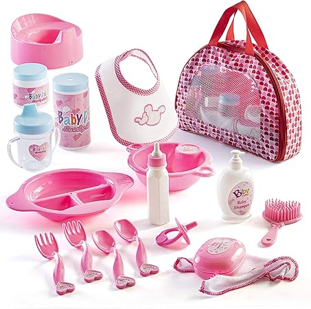 Prextex Ensemble De 18 Accessoires Pour Poupee Avec Fermeture Eclair Et Accessoires De Bain Pour Bebes Et Tout Petits Amazon Ca Jeux Et Jouets