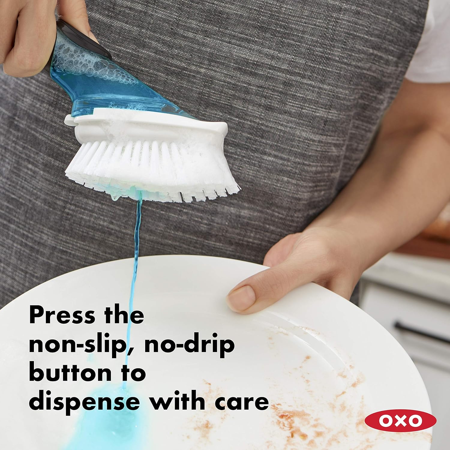 OXO Good Grips Soap Dispensing Dish Brush,Black/Clear/White,15x10x5cm: Home & Kitchen