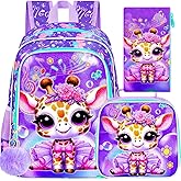 CCJPX 3PCS Kids Backpack for Girls,16 inch Ballet Giraffe Preschool Backpacks with Lunch Bag, Cute Water Resistant Kindergarten School Bookbag for Elementary Kids Teen Travel