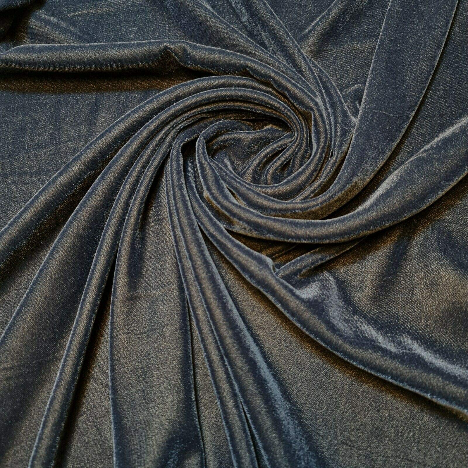 Textile Station Luxury Super Micro 9000 Superior Three Crown Triple Velvet Dress Craft 44” Wide Fabric Available in 10 Colours (Navy, 1 Meter)