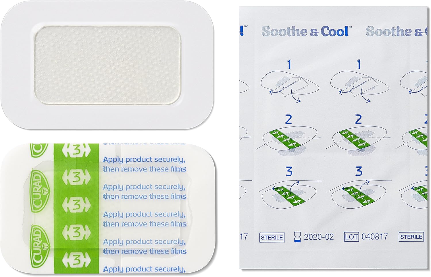 CURAD Soothe & Cool Burn Bandages, Instant Cooling, 1.8" x 2.96", 8 count: Health & Personal Care