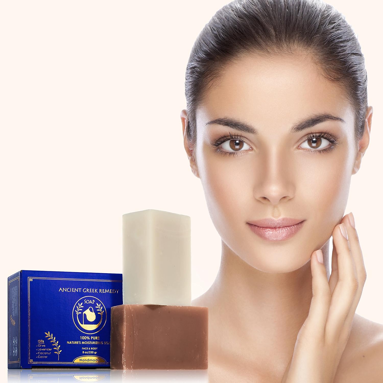 Set of 2 Organic Natural Handmade Soap Bars with Holder. Made of Olive, Coconut, Castor and Lavender Essential oil for Soft Body and Face Wash. Gluten Free Skin Moisturizing Raw Bar for Men and Women: Beauty