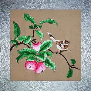 PEA Designs - Crabapple Branch Wall Décor - Chinese Su Embroidery Pattern - Timeless Wall Hanging Artwork - Elegant Needlepoint Tapestry - Traditional Wall Art for Room Decoration - Unique Housewarming Gift Idea, 13-35/64