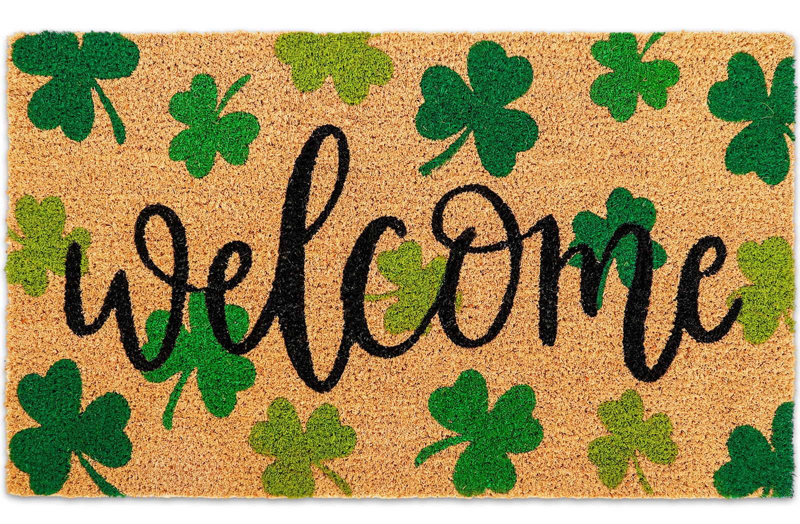 Photo 1 of *** Similar Item***Whaline St. Patrick's Day Natural Coir Door Mat Gradient Green Shamrock Pattern Welcome Mat Non-Slip Lucky Clover Entrance Door Rugs for Irish Indoor Outdoor Home Bathroom Decor, 16.5 x 29 Inch
