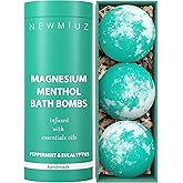 Magnesium Menthol Fizzing Bath Bomb Eucalyptus Peppermint Epsom Salt Refreshing Bubble Spa with Essential Oil Infused Post Workout Sore Muscles Recovery Gift