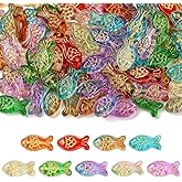 DanLingJewelry 90Pcs Lampwork Glass Fish Shaped Beads Colorful Handmade Ocean Animal Spacer Beads for DIY Bracelet Necklace Making Crafts