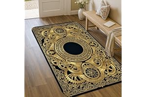 Gears Area Rug, Steampunk Vintage Clock Swirls N/a Gold Non-Slip Doormat Rectangle Throw Rug Non Shedding Laundry Room Bathro