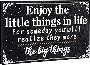 Jetec Grad 2021 Sign Enjoy The Little Things Wooden Wall Farmhouse Decorative Inspirational Signs, Funny Positive Wall Plaque Rustic for Happy Life Table Decor for Home Room Office 7.87 x 5.1 Inch