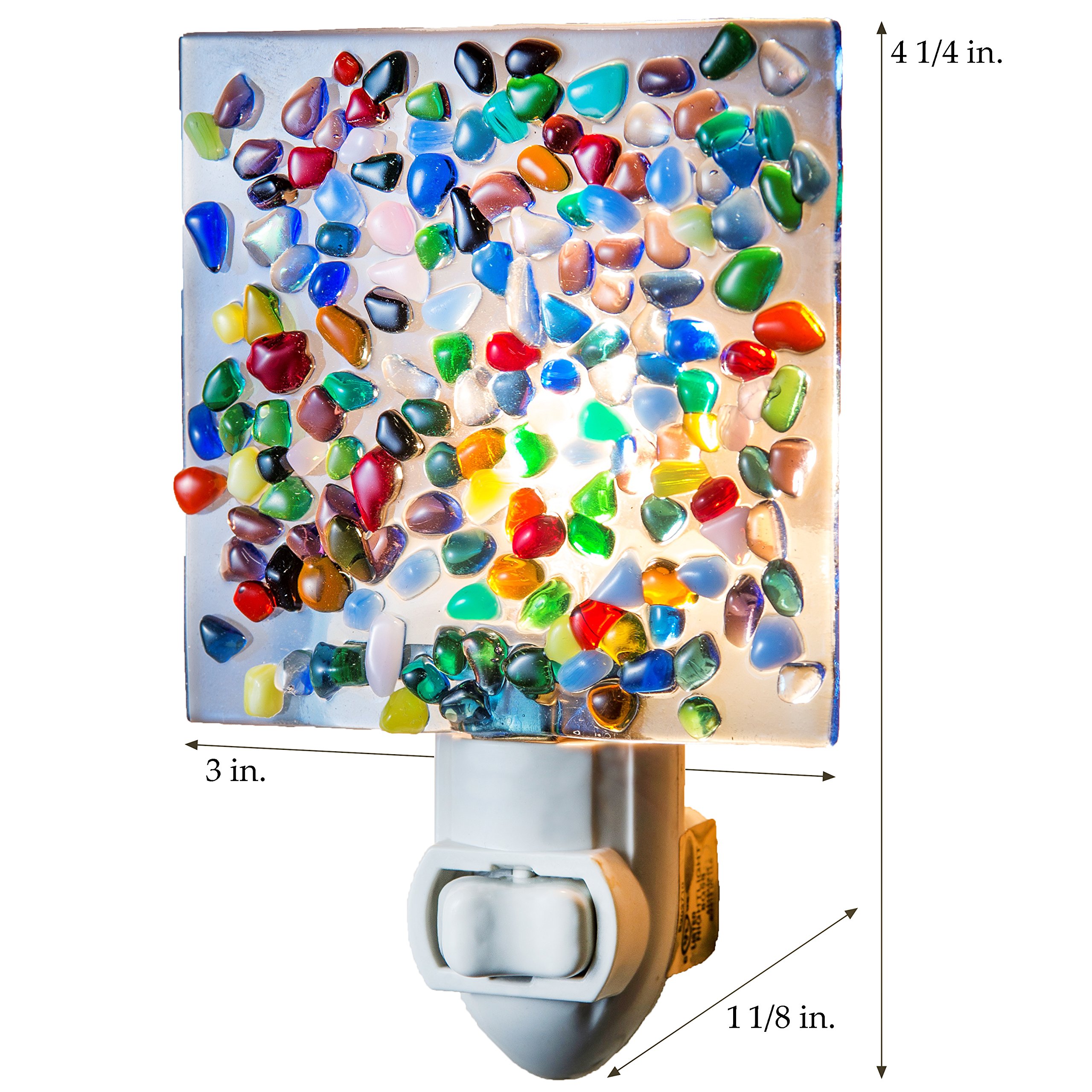 J Devlin NTL 148 Blue Night Light Multi Colored Fused Glass Decorative