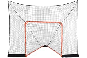 VEVOR Hockey and Lacrosse Goal Backstop with Extended Coverage, 12' x 9' Lacrosse Net, Complete Accessories Training Net, Qui