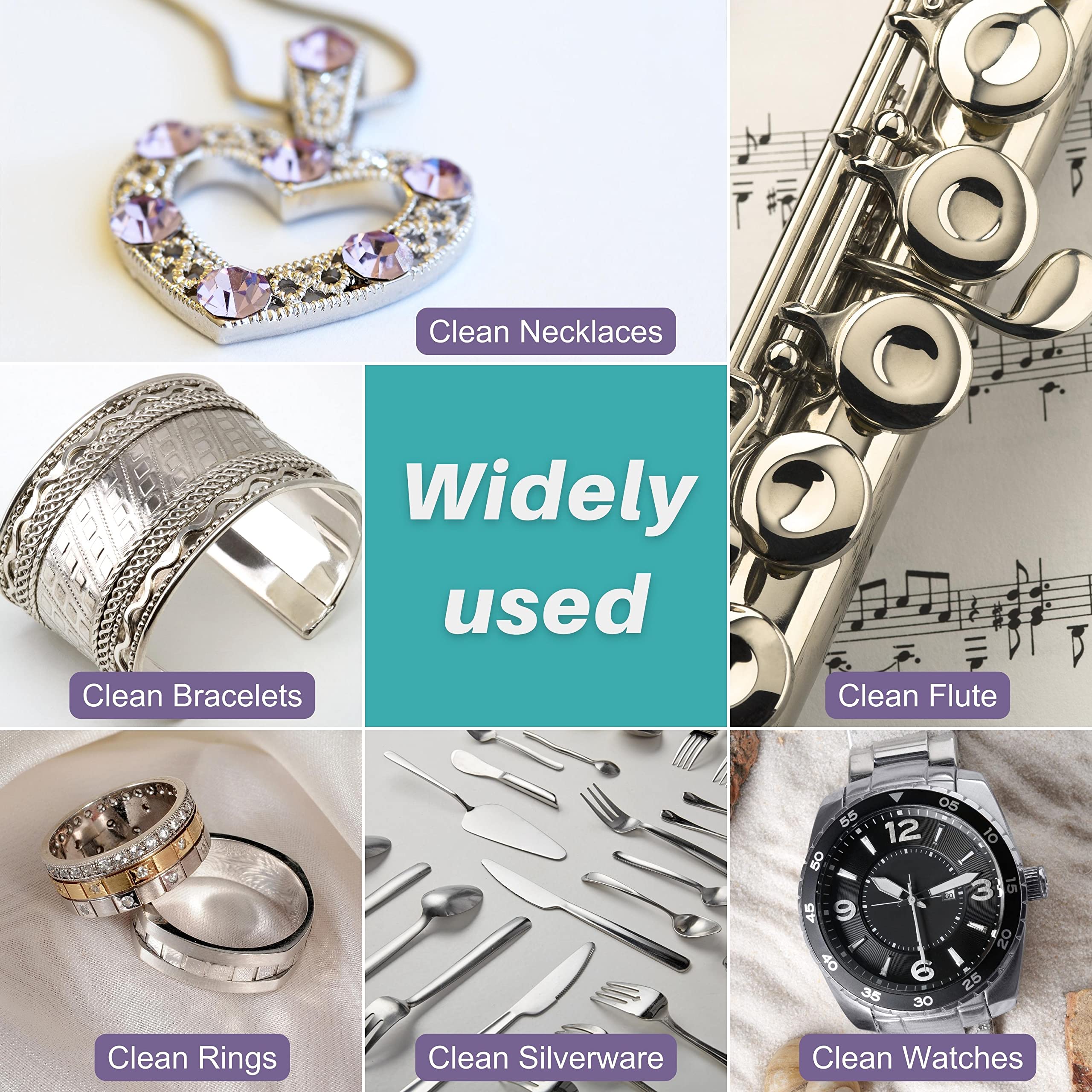 CATIFLIN 3PCS Sea Blue Silver Polishing Cloths, 10