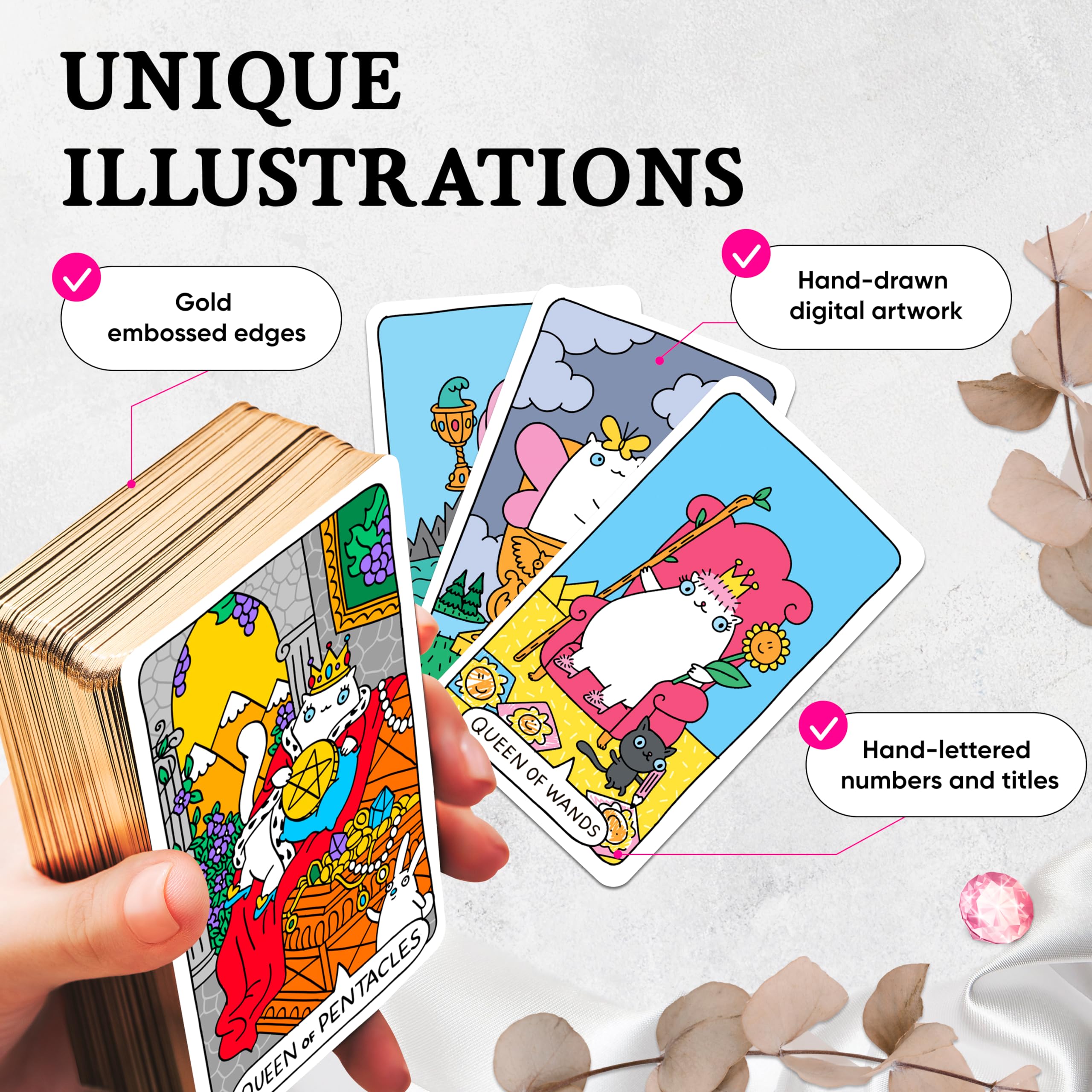 Wyspell Cat Tarot: A 78-Card Deck with Guidebook - Unique Tarot for Cat Lovers and Enthusiasts - Cute Cards for Beginners