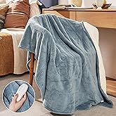 Heated Blanket 50''x60''-Soft and Comfortable Electric Throw,5 Heat Settings and 3H Auto Shut-Off Heating Blanket ETL&FCC Certification Machine Washable (Blue)