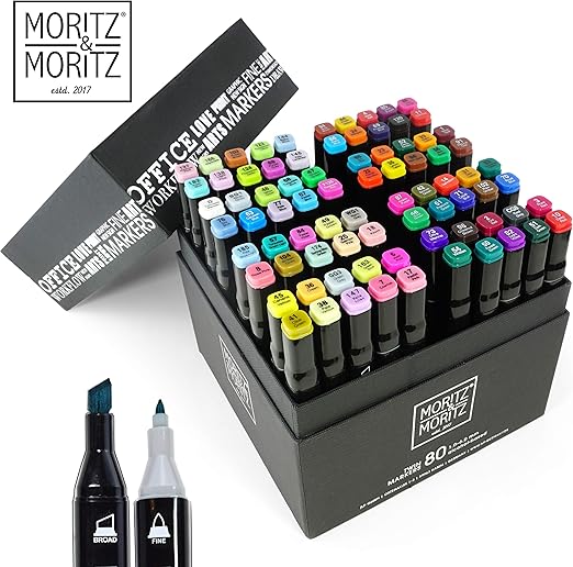 Moritz & Moritz Feutre à Alcool Twinmarkers Set de 80 Feutre Dessin