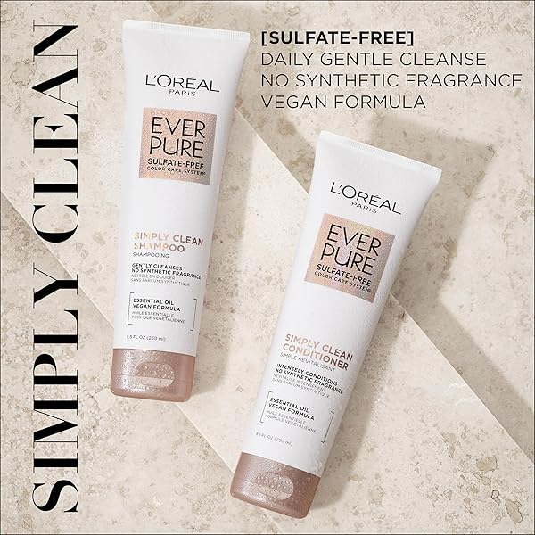 L’OREAL PARIS EVERPURE SULFATE FREE SIMPLY CLEAN SHAMPOO, HYDRATING HAIR CARE WITH ROSEMARY ESSENTIAL OILS, 8.5 FL OZ