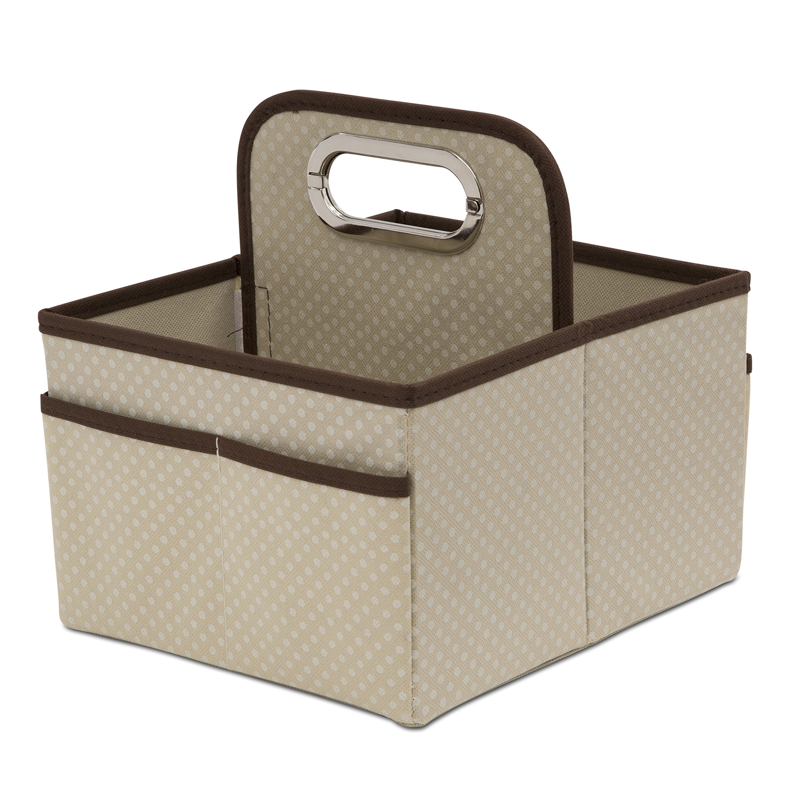 Delta Children Portable Nursery Caddy - Essential Lightweight Storage Bin with Multiple Compartments - Easy Storage/Organization Solution, Beige