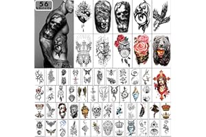 Yazhiji 56 Sheets Temporary Tattoos Stickers 11 Sheets Half Arm Shoulder Tattoos for Men or Women with 45 Sheets Tiny Fake Tattoo