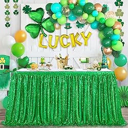 Green Sequin Table Skirts for rectangle tables 6ft