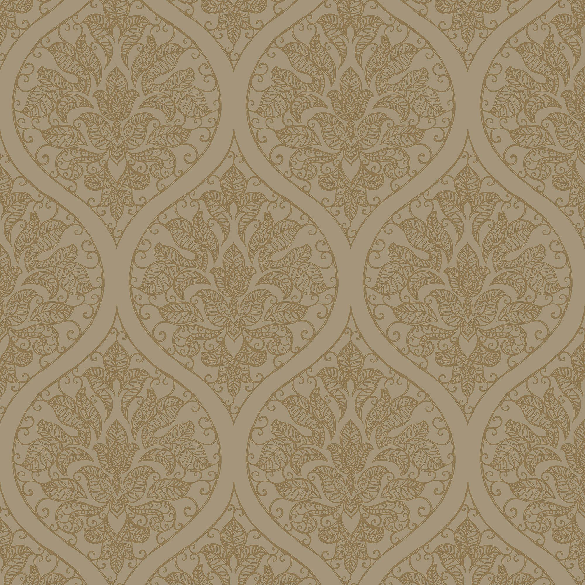 Galerie 7006 Emporium Ogee Wallpaper, Beige/Gold, 10m x 53cm