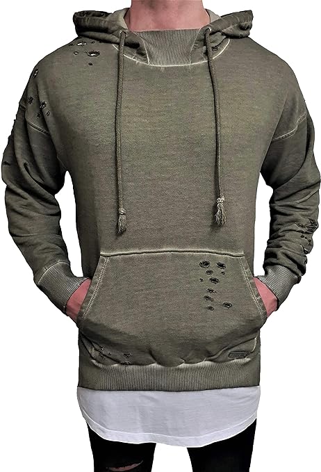 Oversize HOODIE Designer Sweat Jacke Cardigan Hoody Pullover Shirt Herren Camouflage Longsleeve m NEU Kapuzen-pullover long S
