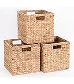 Amazon.com: 10.5x10.5 Water Hyacinth Storage Baskets, Collapsible
