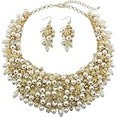 Bocar Fashion Crystal Chunky Collar Statement Necklace Earring Set for Women Gift (NK-10260)
