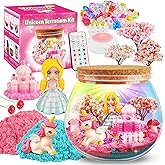 D-FantiX Unicorn Princess Toys Terrarium Kit for Kids, Led Night Light Birthday for Little Girls, DIY Arts and Crafts Science
