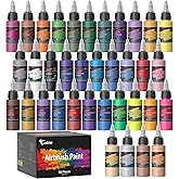 Colima Airbrush Paint – 36 Colors, Opaque & Brilliant | Ready-to-Spray Water-Based Acrylic Paint Set for Metal, Plastic Models, Canvas & Wood – Perfect for Artists Beginners & Hobbyists-30ml/OZ