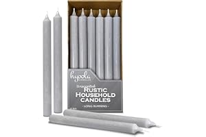 Hyoola 10 Inch Dinner Candles - 12 Pack - Light Gray Tall Candles - Unscented Rustic Candles - Long Burning Candle Sticks