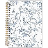 URLLUAE Blue Chinoiserie Floral Notebook, Vintage Blue and White Journal for Women, Grandmillennial Flower Spiral Notebook Journals for Work School Office Supplies Gifts, 5.5x8.3 Inch