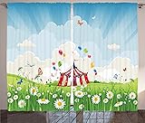 Ambesonne Circus Curtains, Travelling Circus Under