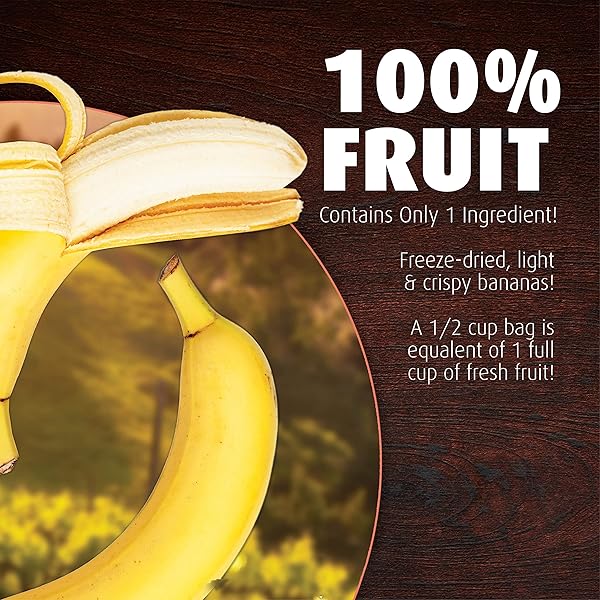 BROTHERS ALL NATURAL FREEZE DRIED FRUIT CRISPS, BANANA, 0.59 OZ (PACK OF 24), MADE WITH 100% FRUIT, GLUTEN FREE, SOY FREE, VEGAN, HEALTHY SNACK, LUNCH BOX READY