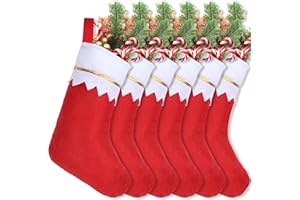 AMAZING TIME 24Pcs 17" Felt Christmas Stocking Bulk, Red Christmas Socks Bulk with White Cuff Golden Trim, Christmas Hanging Ornaments Xmas Decoration for Mantel Door Window Holiday Home Décor