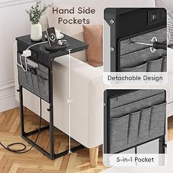 Vagusicc C Shaped End Table with Charging