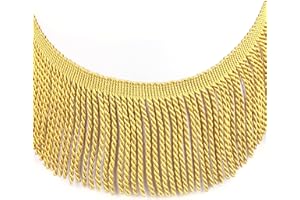 Fenghuangwu 5 Yard Curtain Fringes Bullion Fringe Trim Rayon Fabric Tassel 4inch Wide and Embellishments Curtain Weights Cloth Sofa Fringes for Sewing DIY Decoration-Gold
