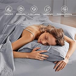 Bedsure Linen Sheets - Twin Size Sheets, Blend from