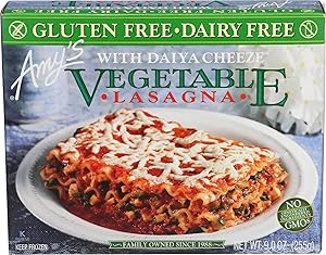 Amy's Frozen Meals, Vegan Vegetable Lasagna, Made with Organic Vegetables and Cheeze (Vegan Cheese), Gluten Free, 9 oz.