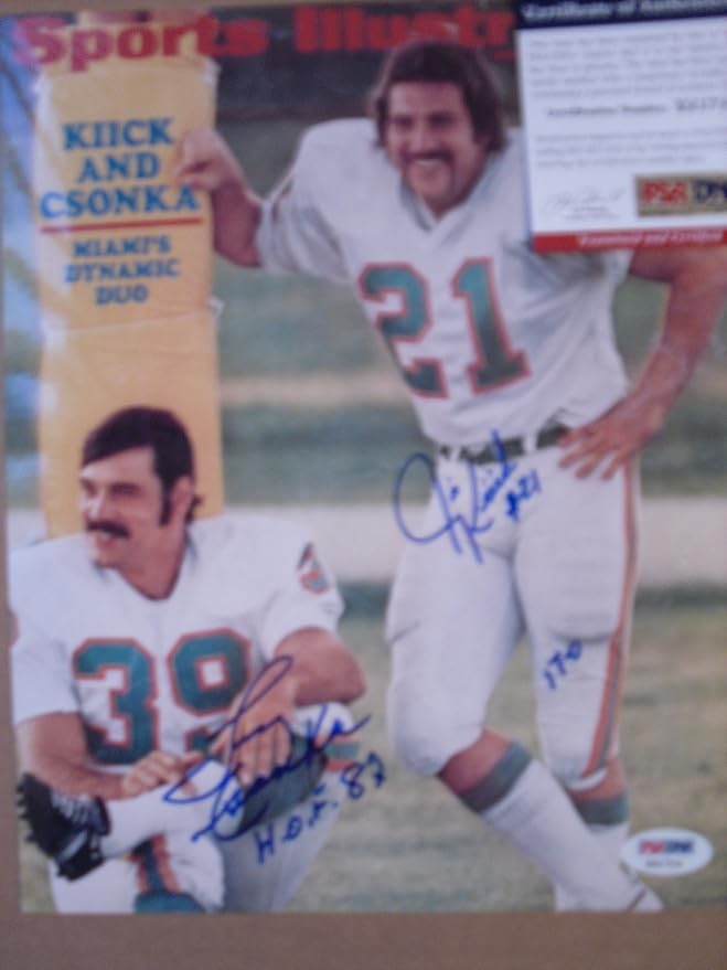 Larry Csonka, Jim Kiick Autographed Hand Signed 8x10 Photo 1972 Miami